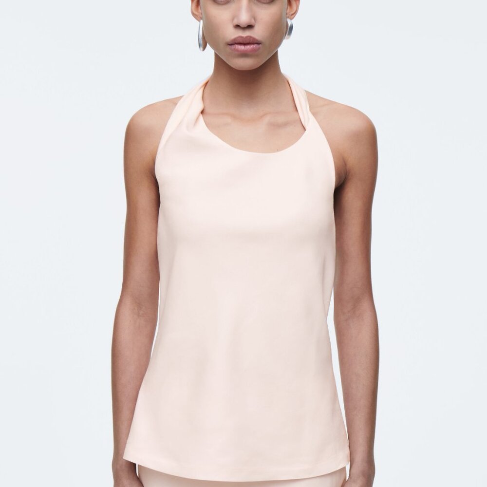 Cos Soft Pink Twist Detail Linen-Blend Top